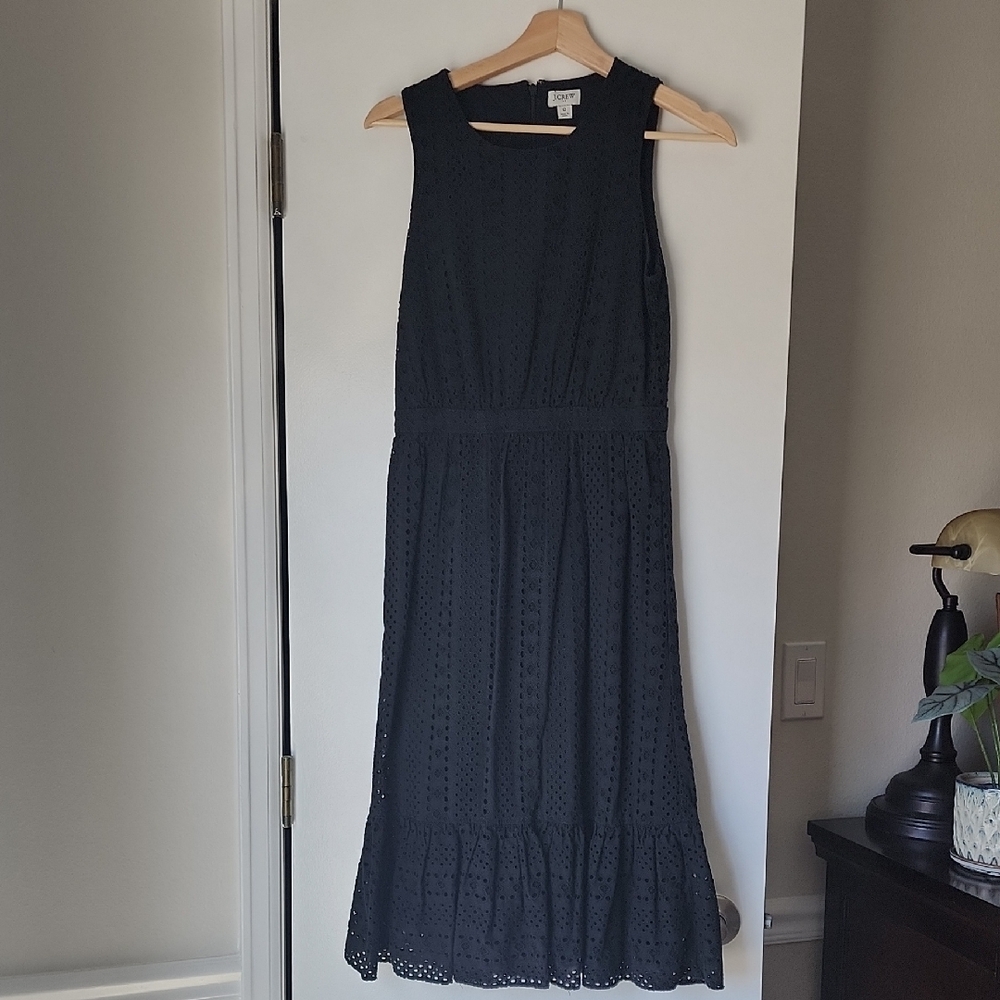 J. Crew Black Sleeveless Scoop Neck Midi Sundress